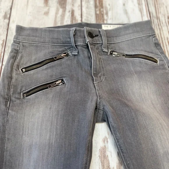Rag & Bone Moto Skinny Jeans Buxton Gray Ankle Zip Size 25 NWOT - Picture 6 of 16